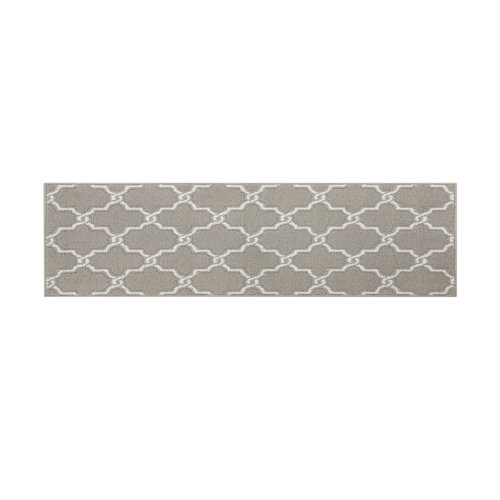 Jean Pierre Tufted Performance Light Gray/White Trellis Runner Rug